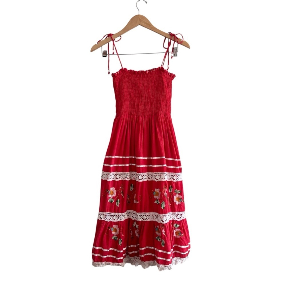 VaVa by Joy Han Embroidered Floral Sundress with Lace Trim